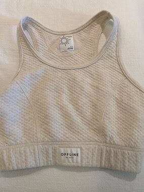 aerie Offline Quilted Cream Racerback Sports Bralette